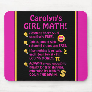Girl Math Funny Personlig Computer Musmatta