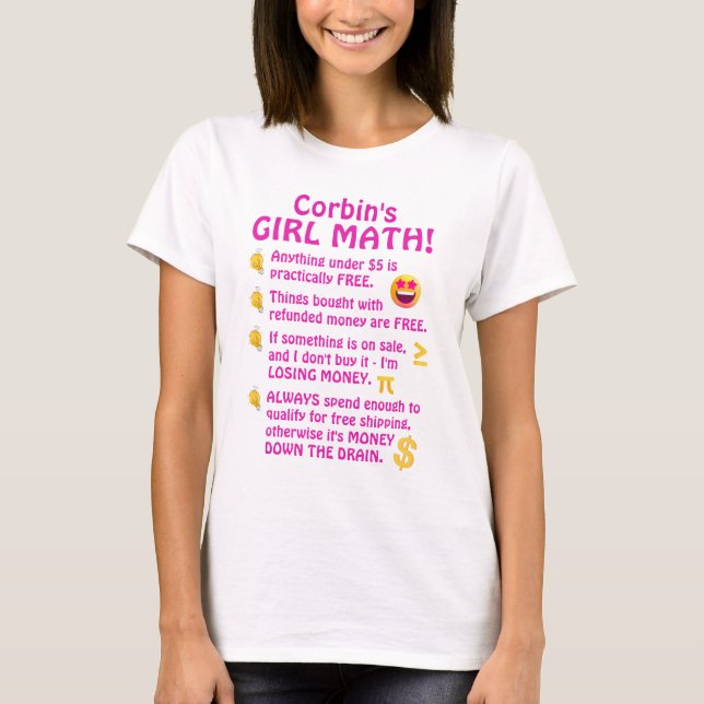 Girl Math Funny Personlig T Shirt (Framsida)