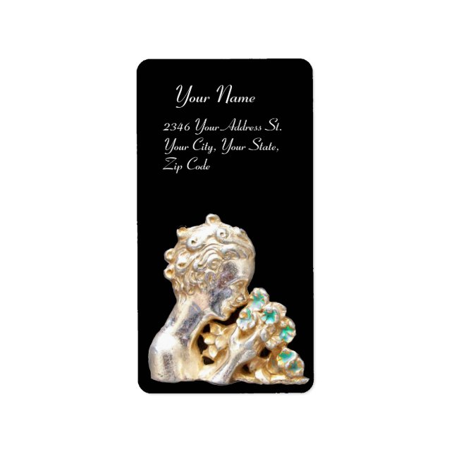 GIRL MED FLÖDEN,guld,Svart Adressetikett (Framsidan)