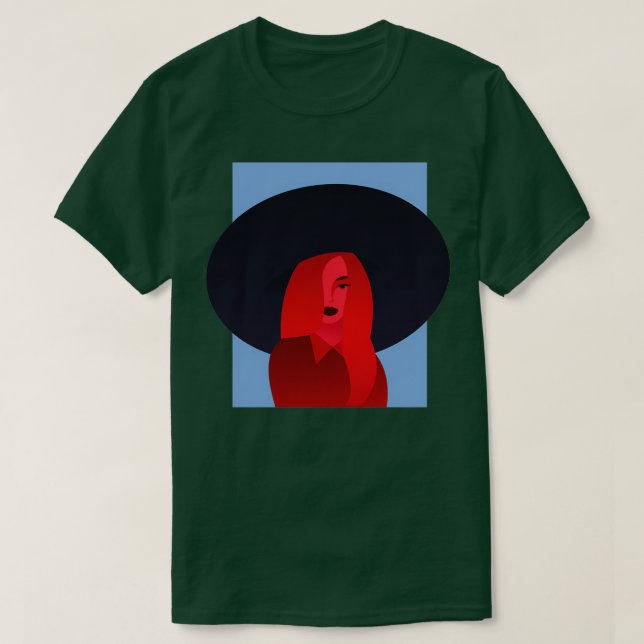 Girl med Mode Hat T Shirt (Design framsida)
