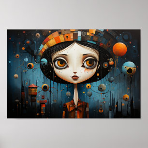 Girl med stor ögon Halloween Poster