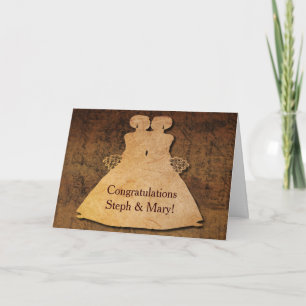 Girl Meets Girl Bröllop Card för Lesbisk Brides Kort