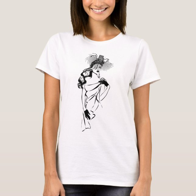 Girl Modern Ditial Art T-Shirt (Framsida)