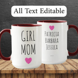 Girl Mom Custom Names Sweet Gift for Mother Mugg