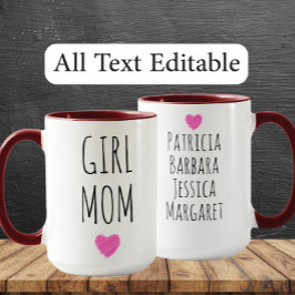 Girl Mom Custom Names Sweet Gift for Mother Mugg