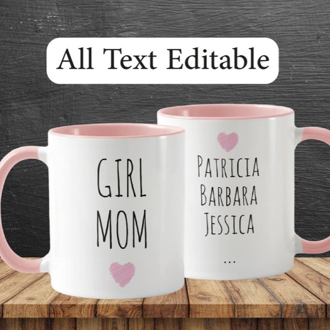 Girl Mom Custom Names Sweet Gift for Mother Mugg (Skapare uppladdad)