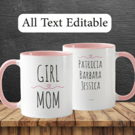 Girl Mom Custom Names Sweet Gift for Mother Mugg
