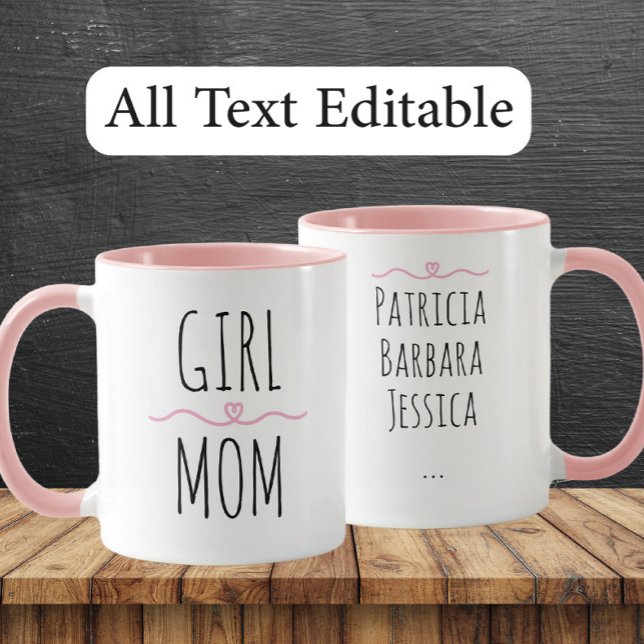 Girl Mom Custom Names Sweet Gift for Mother Mugg (Skapare uppladdad)