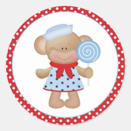 Girl Monkey Sailor Runt Klistermärke