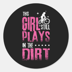 Girl Mountain Biker Downhill Runt Klistermärke