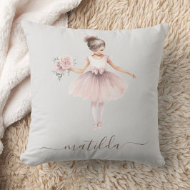 Girl Namn Ballerina Cute Watercolor Kudde