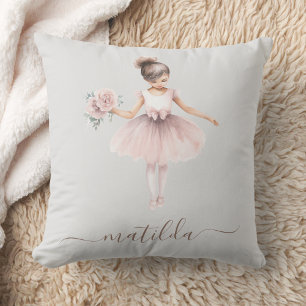 Girl Namn Ballerina Cute Watercolor Kudde