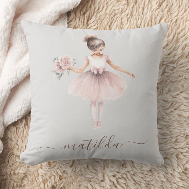 Girl Namn Ballerina Cute Watercolor Kudde (Skapare uppladdad)