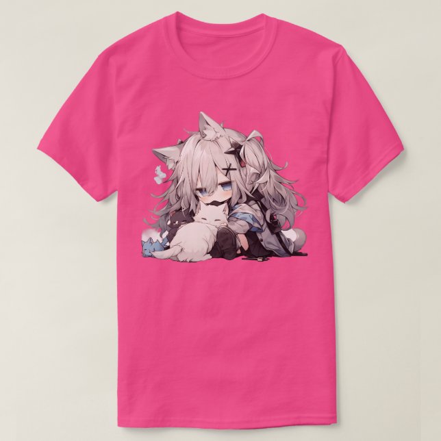 Girl Neko och neko anime T Shirt (Design framsida)