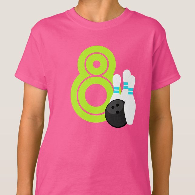 Girl Neon Bowling Birthday Shirt T (Skapare uppladdad)