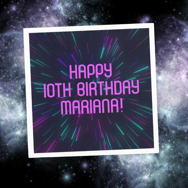 Girl Neon Lila Rosa Glow Party Pappersservett (Skapare uppladdad)