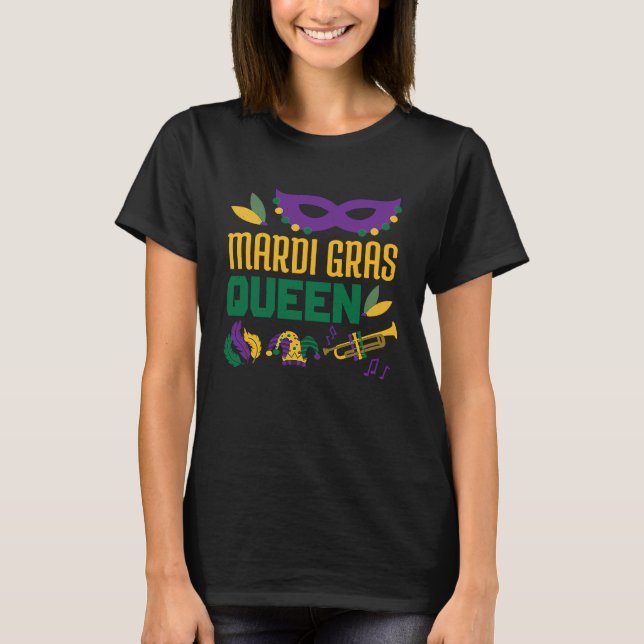 Girl New Orleans Mardi Festival Parade Beads Mardi T Shirt (Framsida)