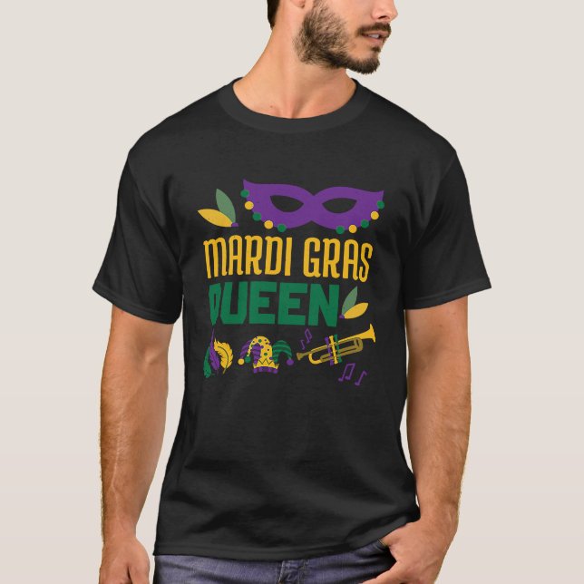 Girl New Orleans Mardi Festival Parade Beads Mardi T Shirt (Framsida)