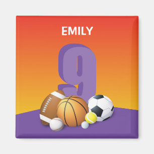 Girl Nth Birthday Sports Bollar Magnet