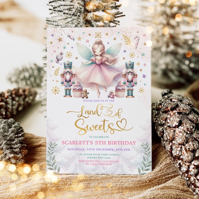 Girl Nutcracker Birthday Land Sweets Party Inbjudningar (Skapare uppladdad)