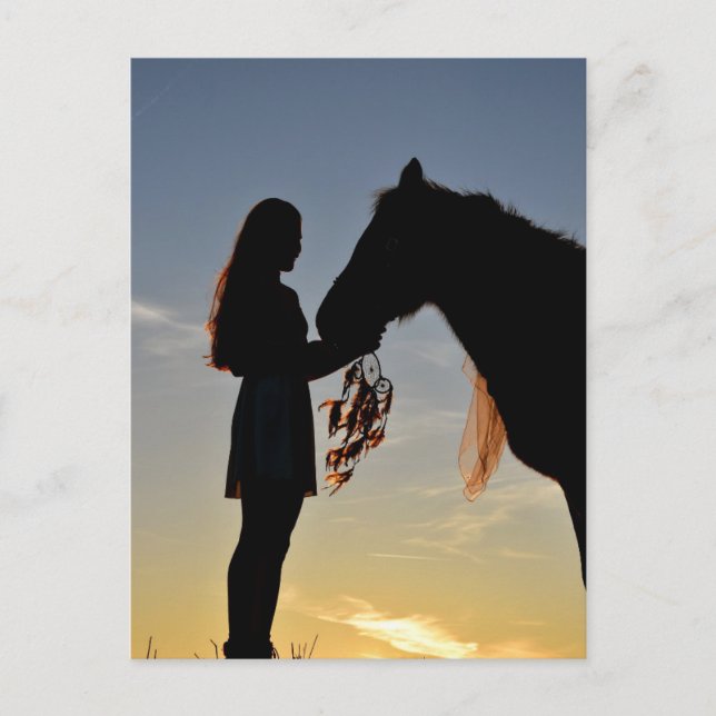 GIRL OCH HENNES HORSE POSTCARD VYKORT (Framsida)