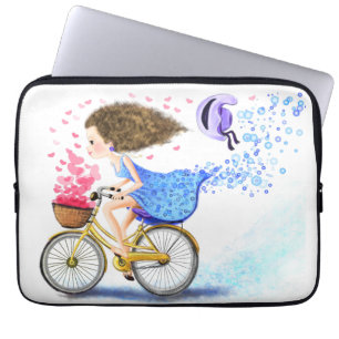 Girl on a Bike Laptop sleeve Gift Romantic Kärlek