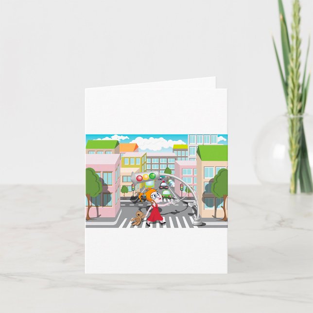 Girl on a Pedestrian Crossing Kort (Skapare uppladdad)