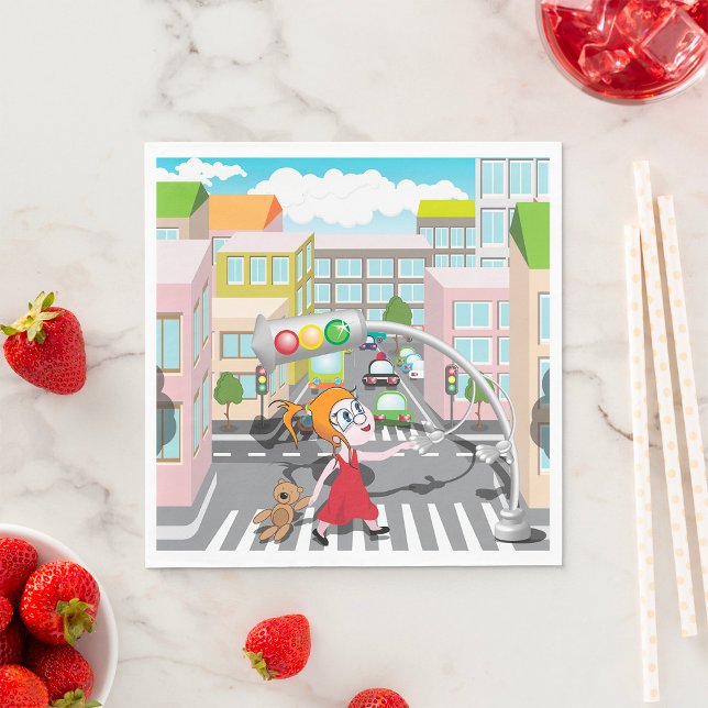 Girl on a Pedestrian Crossing Pappersservett (Skapare uppladdad)