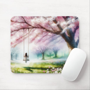 Girl on a Swing in Cherry Blommars Musmatta