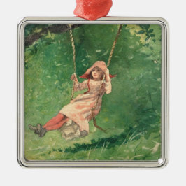 Girl on a Swing (Rural Childomy) (Winslow Homer) Julgransprydnad Metall