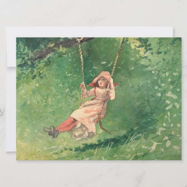 Girl on a Swing (Rural Childomy) (Winslow Homer) Kort (Framsida)