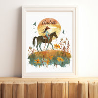 Girl on Horse Sunset Personlig Namn
