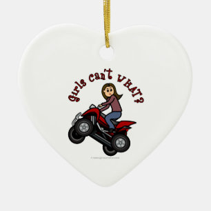 Girl on Red Four Wheeler Julgransprydnad Keramik