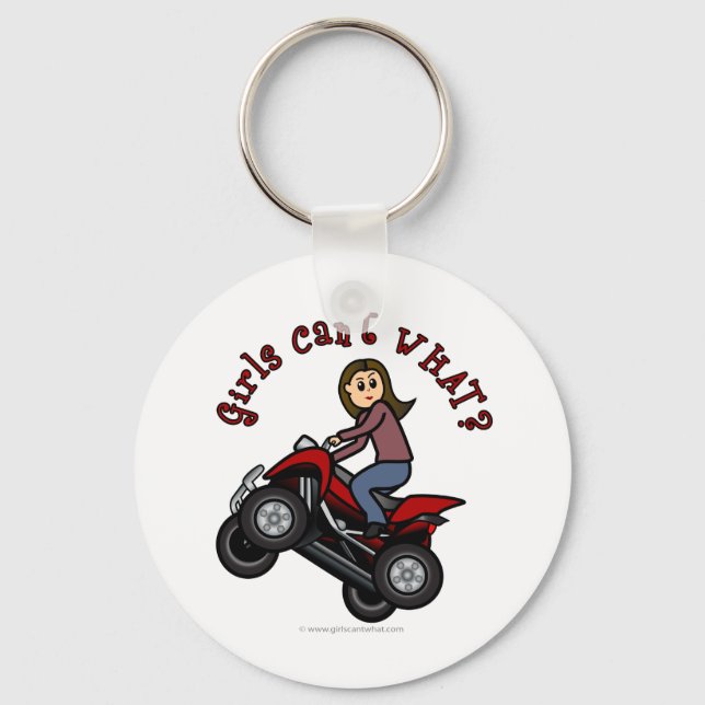Girl on Red Four Wheeler Nyckelring (Framsida)