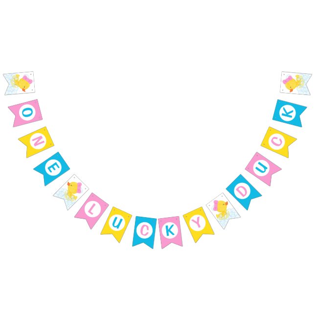 Girl One Lucky Anka Hanging Bunting Banner Vimplar (Alla)