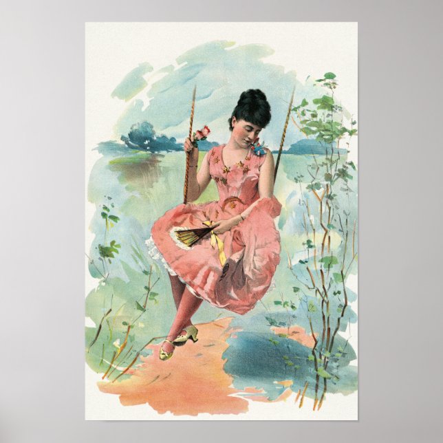 GIRL PÅ EN SWING VINTAGE DESIGN POSTER (Framsidan)