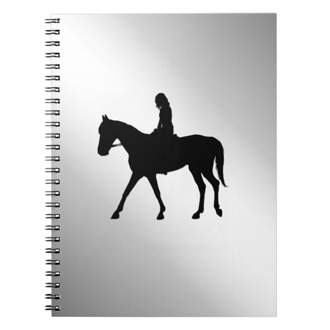 Girl på Horse Silver Anteckningsbok Med Spiral (Framsidan)