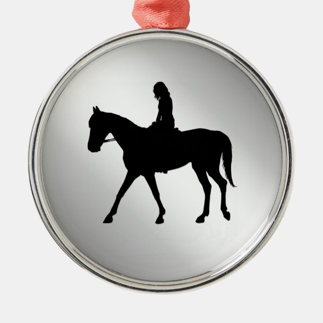 Girl på Horse Silver Julgransprydnad Metall (Framsidan)