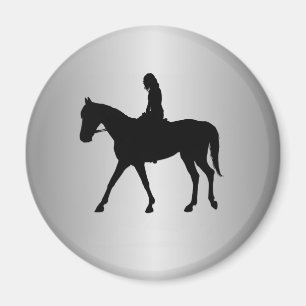 Girl på Horse Silver Magnet