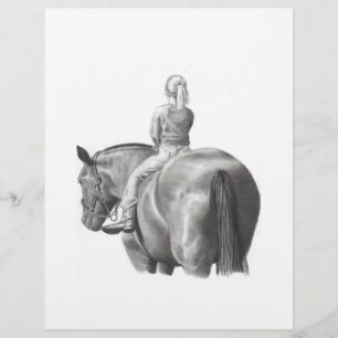 GIRL PÅ HORSEBACK: PENCIL ART: REALISM