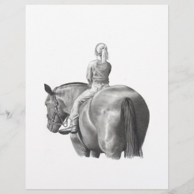 GIRL PÅ HORSEBACK: PENCIL ART: REALISM (Framsida)