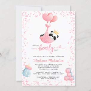 Girl Panda Barly Wait Baby Shower Inbjudningar