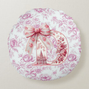 Girl Pappa Ljus rosa Chinoiserie Round Pillow Rund Kudde