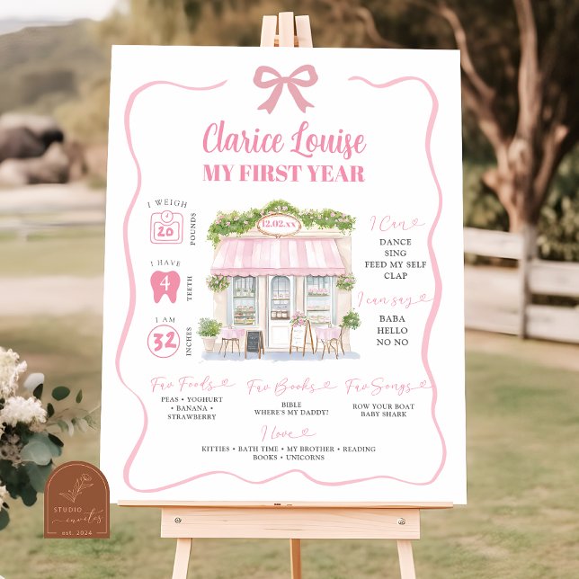 Girl Paris Fransk Coquette First Birthday-tecken Poster (Skapare uppladdad)