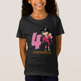 Girl Parrot 4e födelsedagen party pirat T-Shirt