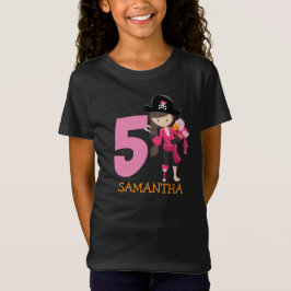 Girl Parrot 5:e Födelsedagsfesten pirat T-Shirt