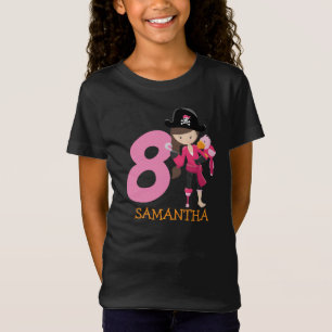 Girl Parrot 8th Födelsedagsfest pirat T-Shirt