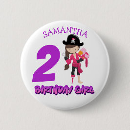 Girl Parrot Födelsedagsfest pirat Knapp