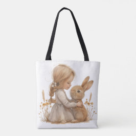 Girl & Påskhare: Storybook Illustration Tygkasse