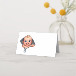 Girl Peekout Baby Shower White Tack Placeringskort